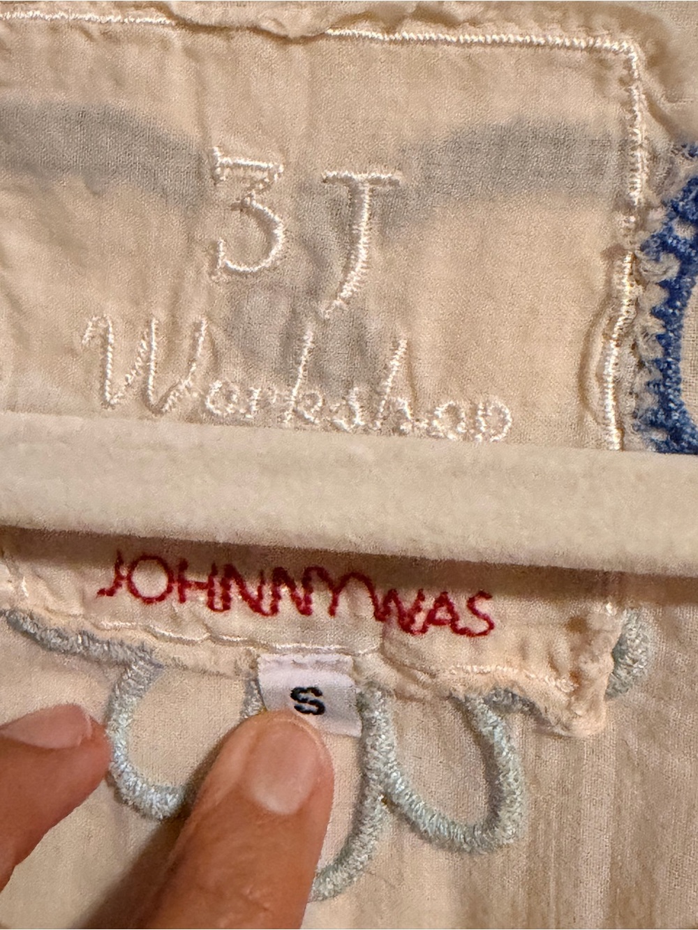 Johnny Was Embroidered Floral Boho Cotton Peasant Top Cream Small - Picture 7 of 11